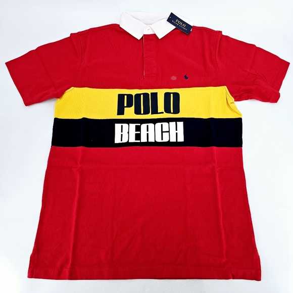 Polo Ralph Lauren RL Polo Rugby Shirt Beach Logo Pullover Men's Top - Picture 3 of 10
